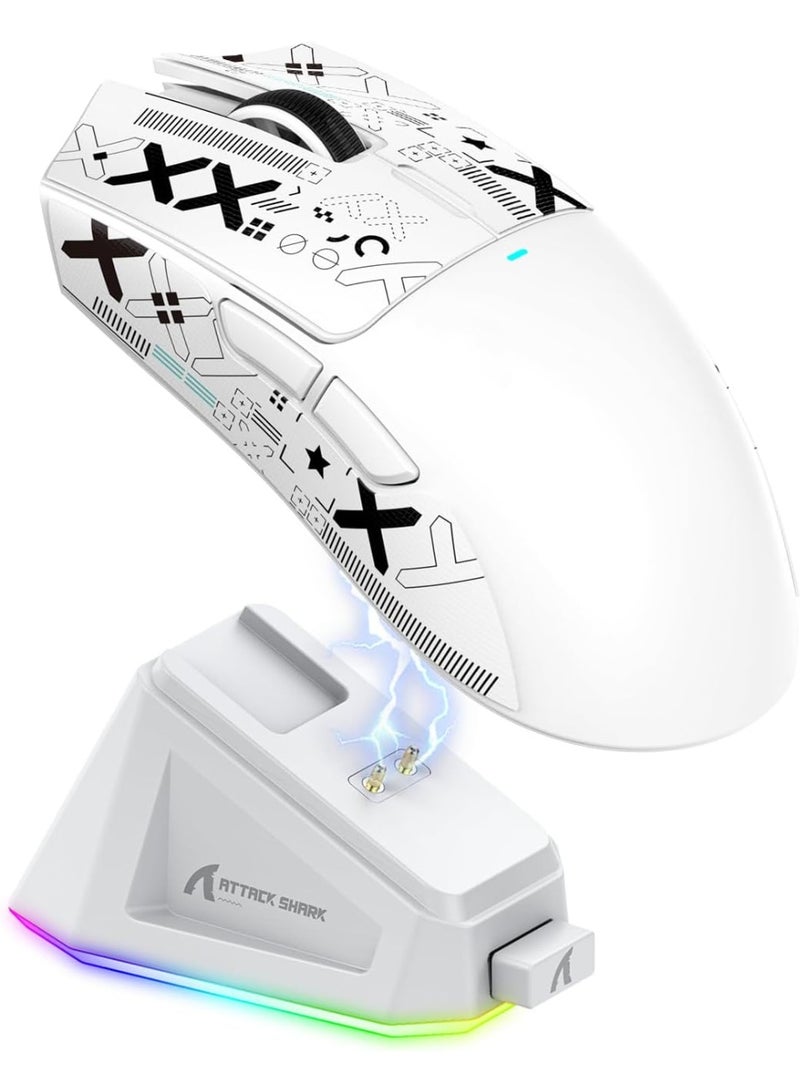 هجوم القرش ماوس الألعاب اللاسلكي Attack Shark X11 مع قاعدة شحن مغناطيسية وقاعدة RGB - Image 1